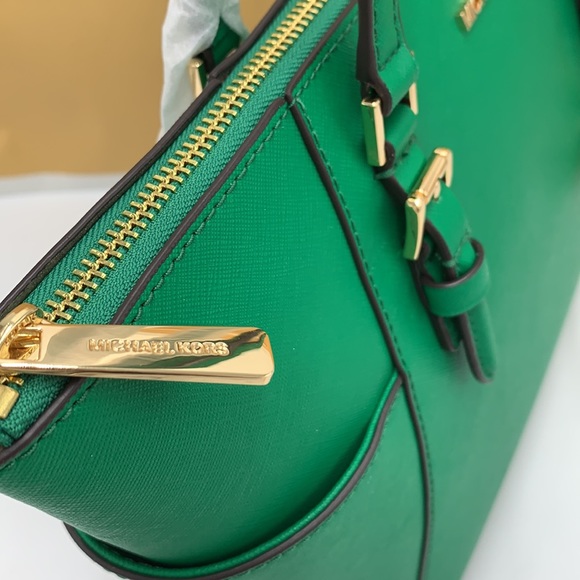 MICHAEL KORS CHARLOTTE LARGE TOP ZIP TOTE PALMETTO GREEN COLOR - Picture 10 of 16